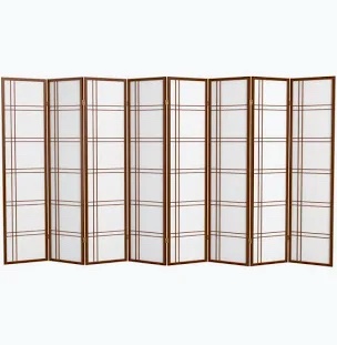 Red Lantern by Oriental Furniture 6 Ft. Tall Window Pane Room Divider (8-Panel, Walnut)