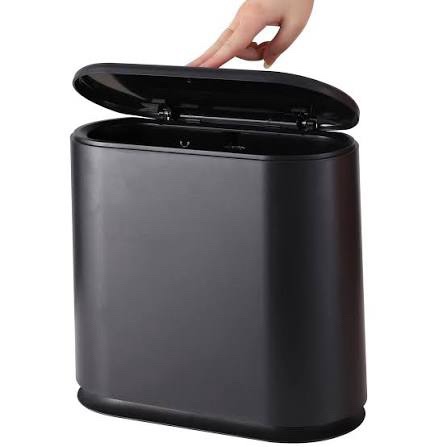Unbranded Push Press Trash Can 12L Black
