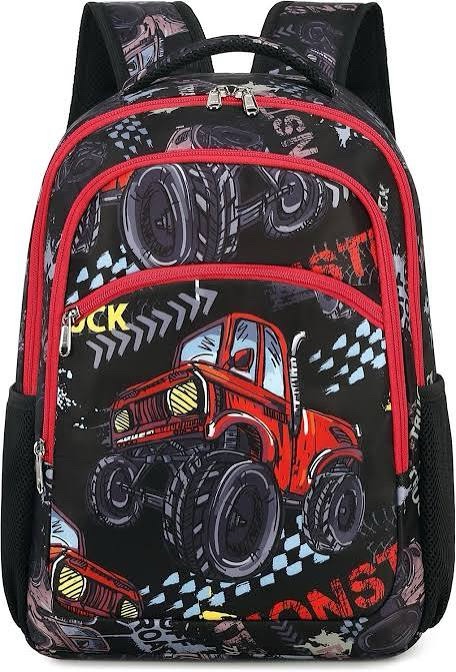 Red Monster Truck Print Backpack for Kids