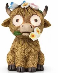 iStatue Solar Highland Cow Figurine