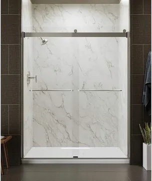 Kohler Levity 1/4" Shower Door 74" x 59-5/8" Bright Silver Clear Glass