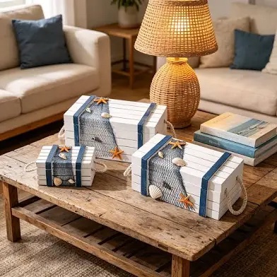Coastal Decorative Storage Box Set (Nautical Theme)