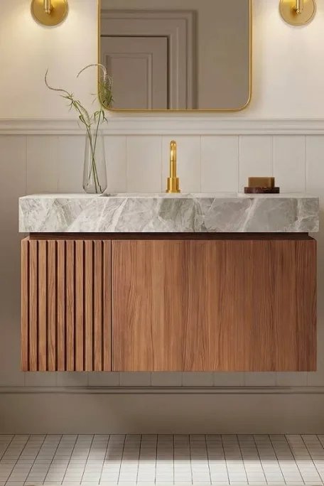 Luxstone Modern Luxury Vanity with Sintered Stone Countertop and Cabinet