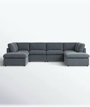MISSING TWO BOXES Amvilbir 8-Piece Corduroy Sectional Sofa - Dark Gray