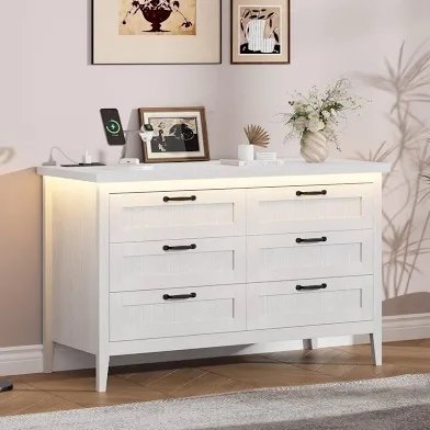 Generic Multi-Drawer Dresser with Built-In Power Outlet