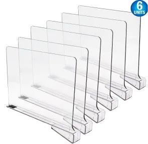 JMGelic 12 Inches Acrylic Shelf Separator Set Clear