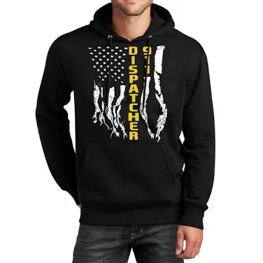 911 Dispatcher Graphic Sweatshirt Hoodie Charcoal Gray