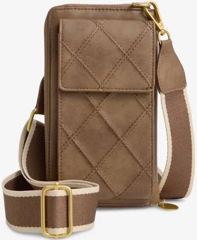 Quilted Crossbody Cell Phone Purse - Brown