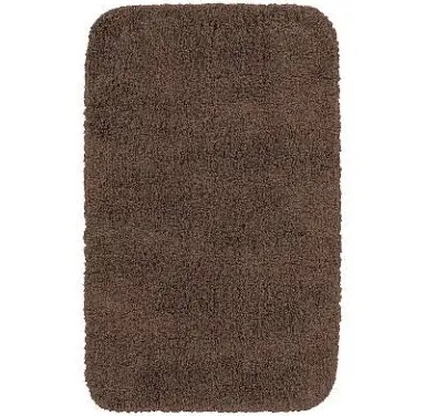 Solid Brown Rectangular Microfiber Bath Mat