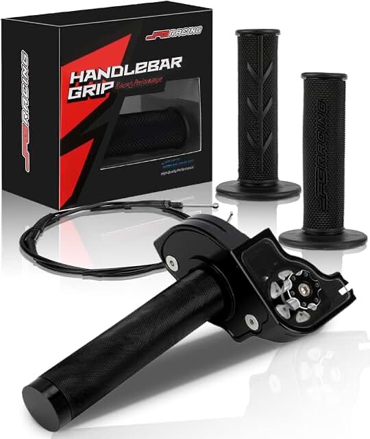 JFG Racing Motorcycle Throttle Grip and Cable Assembly Set