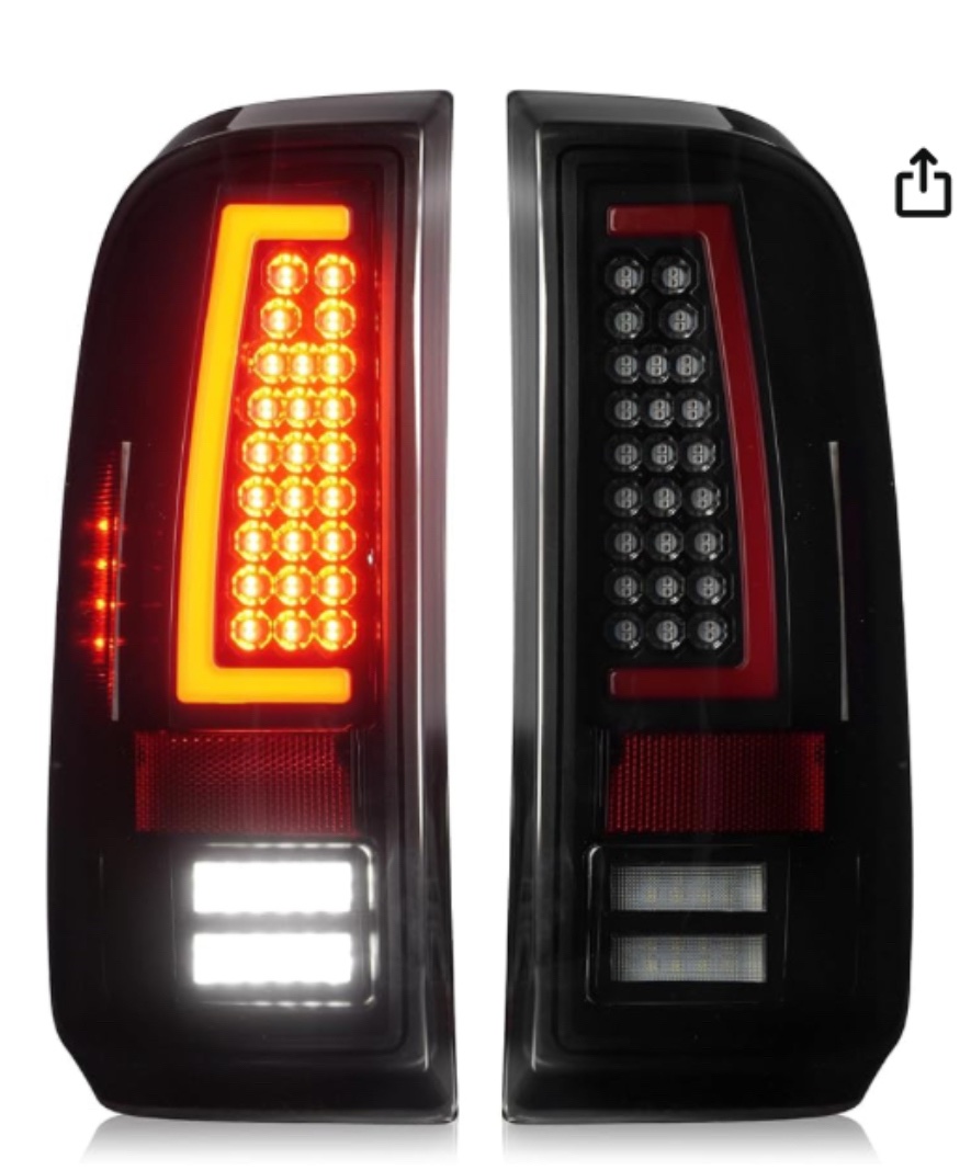 Tail Lights Compatible with Ford F250 F350 F450 F550 Super Duty 2008-2016, LED Tube Rear Brake Lamp Taillights Assembly, Black Housing Smoked Lens