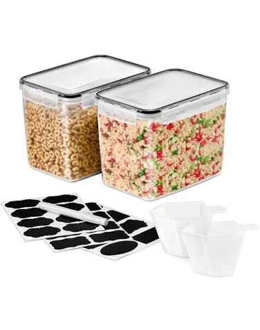 Clear Plastic Food Storage Containers with White Lids, 2-Pack