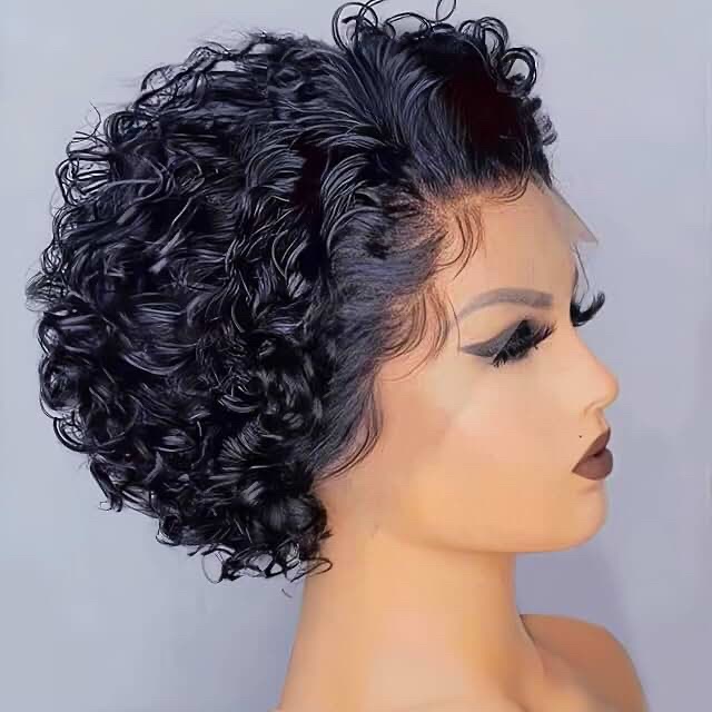 Curly Pixie Cut Lace Front Human Hair Wig