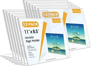 MaxGear Wall Mount Sign Holder-Horizontal 11 x 8.5 Inch, 12 Pack