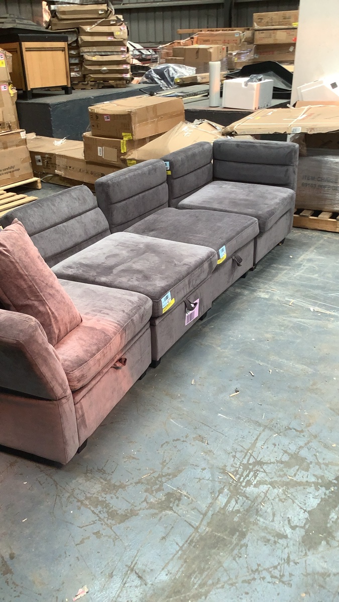 Modular Velvet Sofa Sectional with Pull-Out Bed