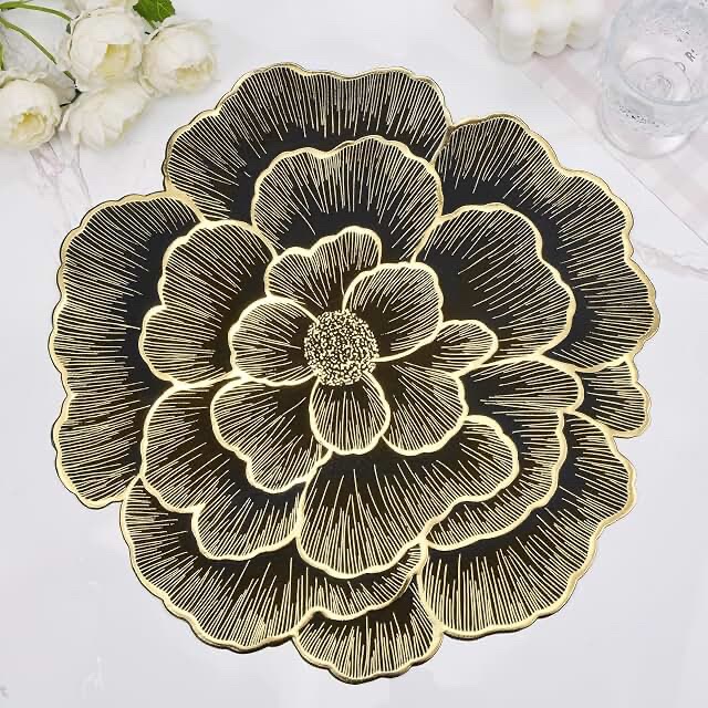 Gold Flower Placemats Set Table Decoration 15 inch