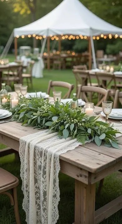 Wooden Arch Tabletop Centerpiece with Artificial Eucalyptus Stems
