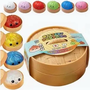 Novelty Squishy Steamed Bun in Bamboo Steamer Toy