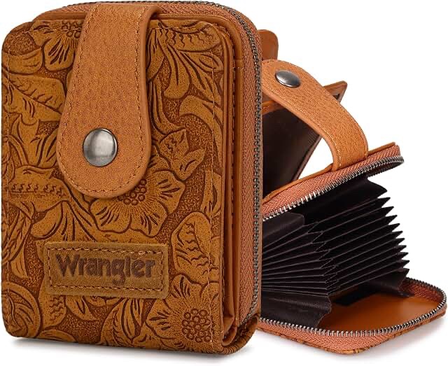 Tooled Leather Zippered Coin Purse/Wallet