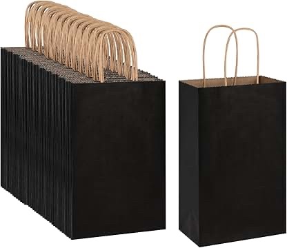 Black Gift Bags with Satin Ribbon Handles