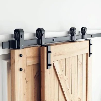 Yefu Double Track Bypass Sliding Barn Door Hardware Kit