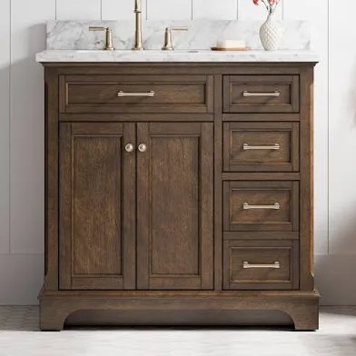 Modern Brown and White Bathroom Vanity