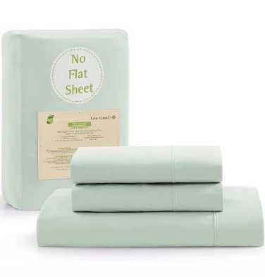 Lane Linen 100% Organic Cotton King Fitted Sheet and Pillowcase Set