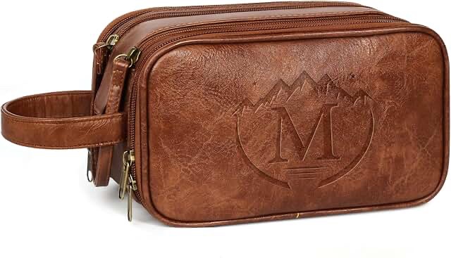 Mens Leather Toiletry Bag Travel Organizer Pouch