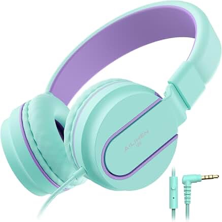 Wired Over-Ear Headphones, Teal and Lavender