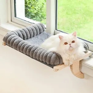 Zoratoo Cat Window Sill Perch for Indoor Cats (Gray, Large)