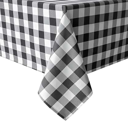 Black and White Buffalo Plaid Tablecloth