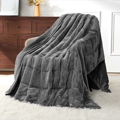 Amazon-Labeled Gray Weighted Blanket or Plush Throw