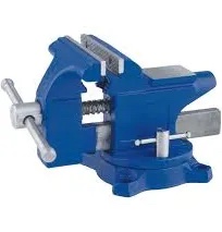 Blue Metal Bench Vise with Clamp Base