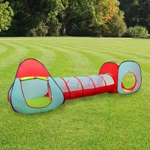 Collapsible Pop-up Tunnel/Play Tent - Green and Red
