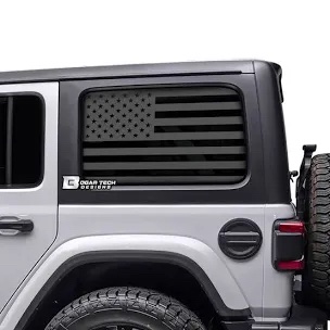 Chamitseny US Wrangler JL JLU Window Decal Flag Black 2PC