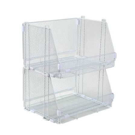 Stackable Wire Mesh Storage Basket Organizer white