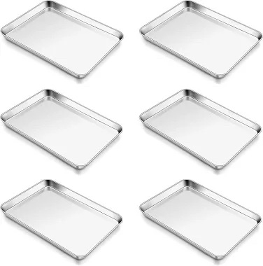 Set of 6 Stainless Steel Baking Pans small trays
