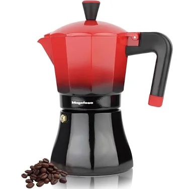 Magyfmam Stovetop Espresso Maker Moka Pot, Red-to-Black Gradient