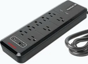 Power Strip with 3 USB A + 1 USB C Ports 10FT Black