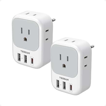 TESSAN TS-TA03USEU European Travel Plug Adapter (2 Pack)