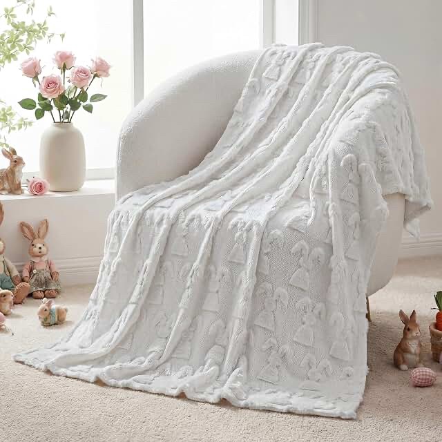 Tudomro Easter Bunny Blanket (1 Pack, White)