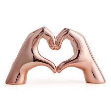 Rose Gold Heart Hands Sculpture Table Decor