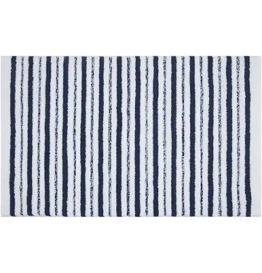 Bathroom Rugs Non-Slip Navy Striped Bath Mat