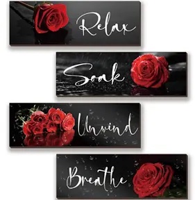 Unwind and Breathe Decorative Rose Wall Art Set 4 piece