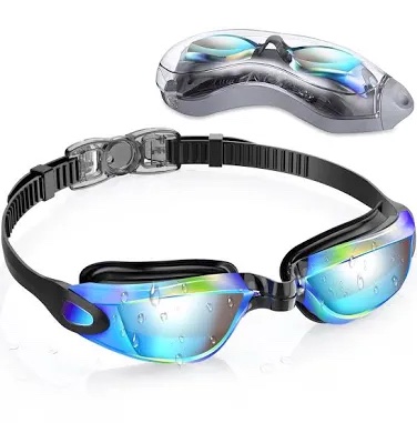 Aegend Swim Goggles, Anti-Fog UV Protection, Mirrored/Colored Lens
