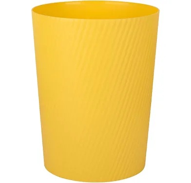 Yellow Ribbed Plastic Waste Basket / Trash Can