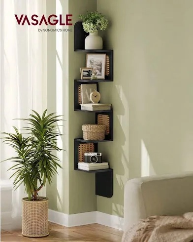 Waipfaru Wall Mounted Floating Shelves / Zig-Zag Corner Shelf