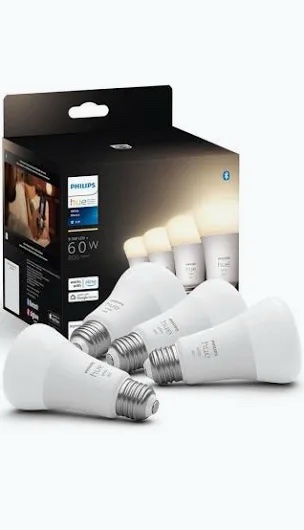 Philips Hue A19 White Smart LED Bulbs (4-Pack)