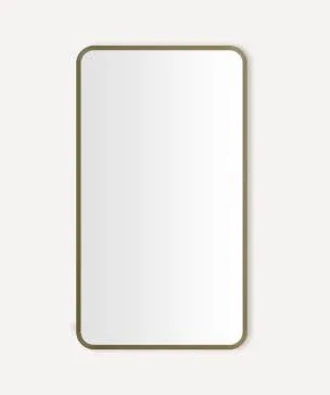 Robern Round Corner Metal Mirror, 24" x 44", Aged Brass