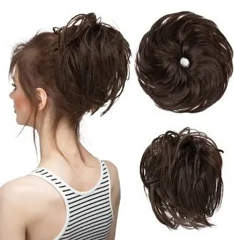 Synthetic Hair Bun / Chignon Hairpiece - Brown